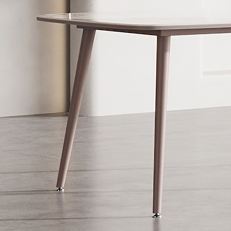 Metal Traditional Luxury Rectangle Dining Table Sintered Stone Top Table with 4 Legs
