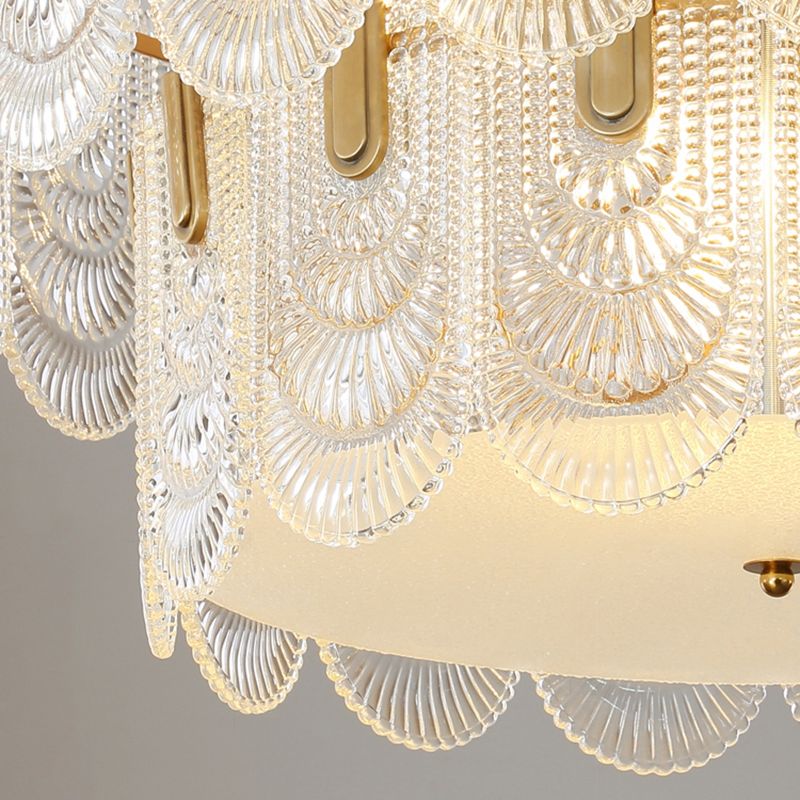 Contemporary Metal Pendant Light with Glass Shade for Living Room