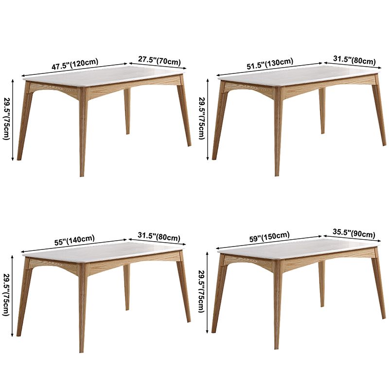 Simple Style Marble Dining Table 4 Legs Base Rectangle Table for Kitchen