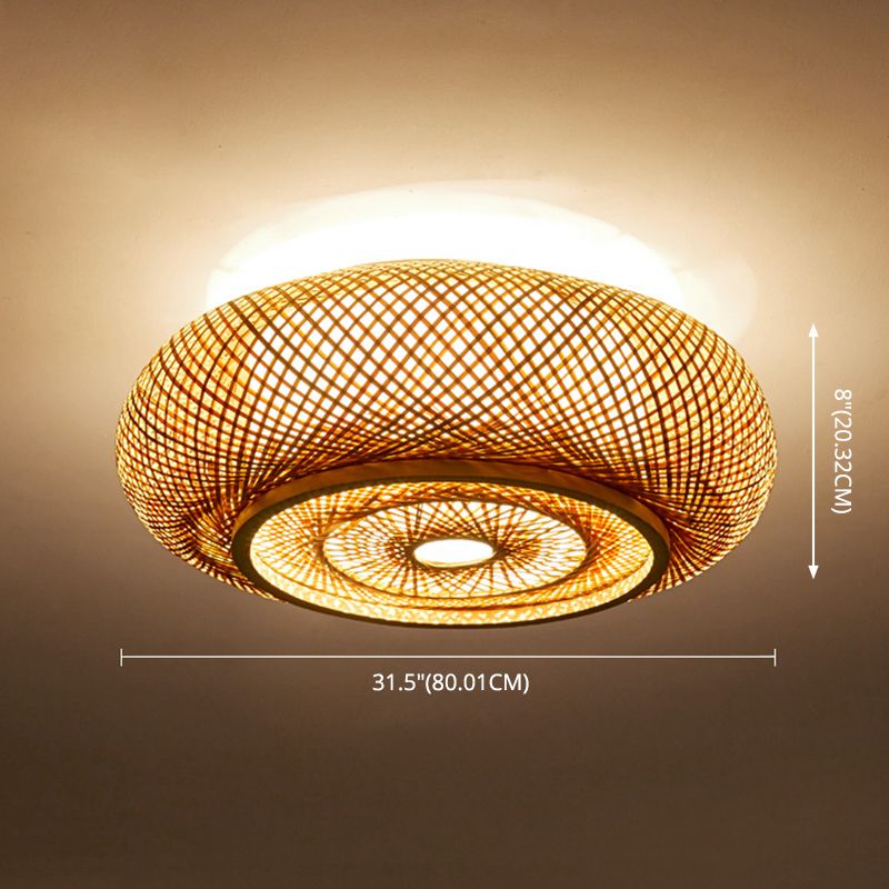 Luminaria empotrada circular Montaje empotrado de ratán asiático