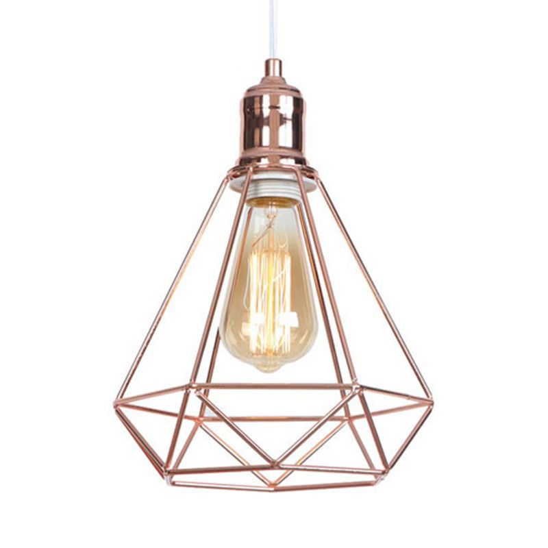 Luce a sospensione in metallo in metallo con diamante industriale 1 testa a soffitto del soffitto in oro rosa