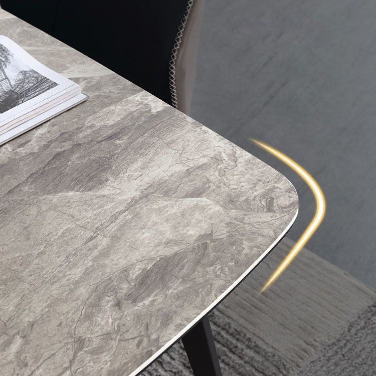 Metal Base Table Sintered Stone Top Dining Table for Kitchen