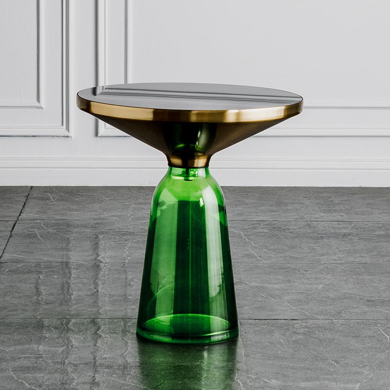 Pedestal Cone Coffee Table Modern Round Glass Top Cocktail Table