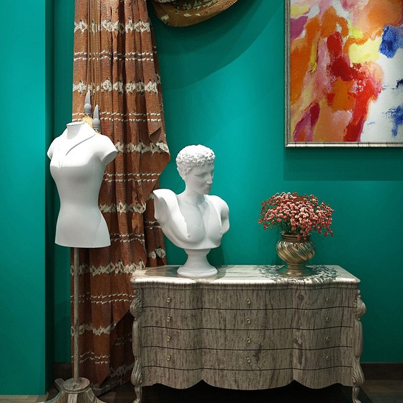 Peel and Stick Solid Wallpaper in Peacock Blue Minimalist Aesthetics Wall Decor, Temporary