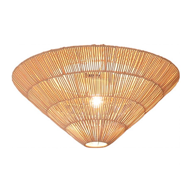Cone Shape Ceiling Light Fixture Rattan Flush Mount Light for Living Room