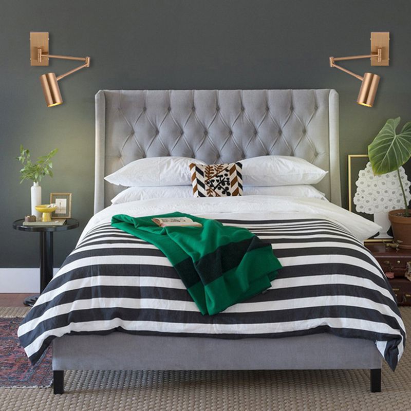 1 hoofd slaapkamer lampje Modernistische gouden led wandmontage verlichting met pijp metalen schaduw