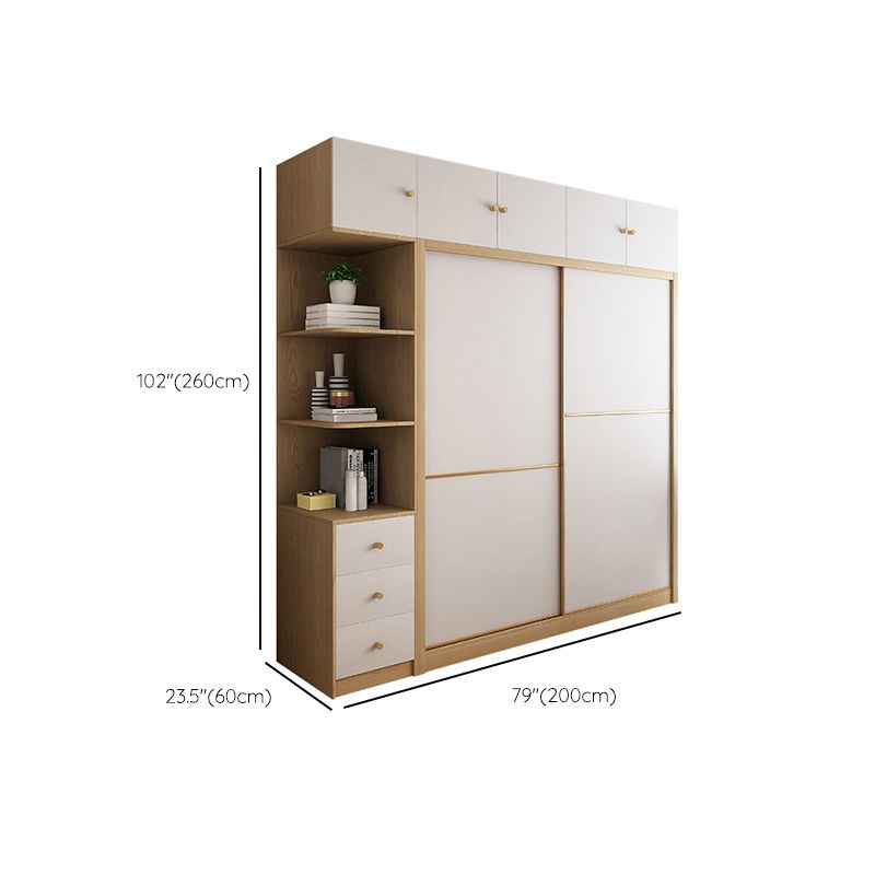 Contemporary Wooden Wardrobe Modern Cloth Rod Included Wardrobe Closet for Bedroom
