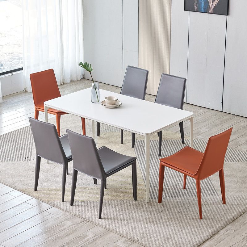 Modern Simple Side Chair Faux Leather Colorful Armless Dining Chair for Home Use