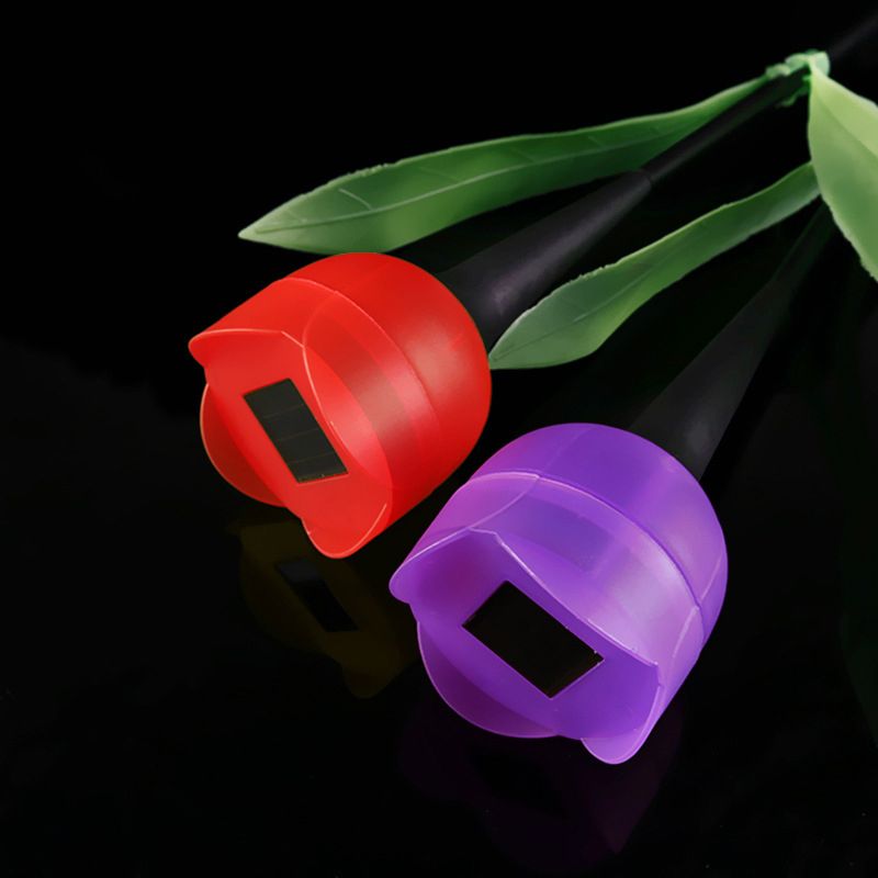 Contemporary Artificial Tulip Solar Ground Light Plastic Backyard LED Landscape Light