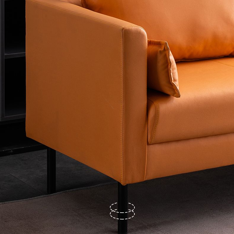 30.7" High Glam Sofa Faux Leather Tuxedo Arm Sofa with 2 Pillows