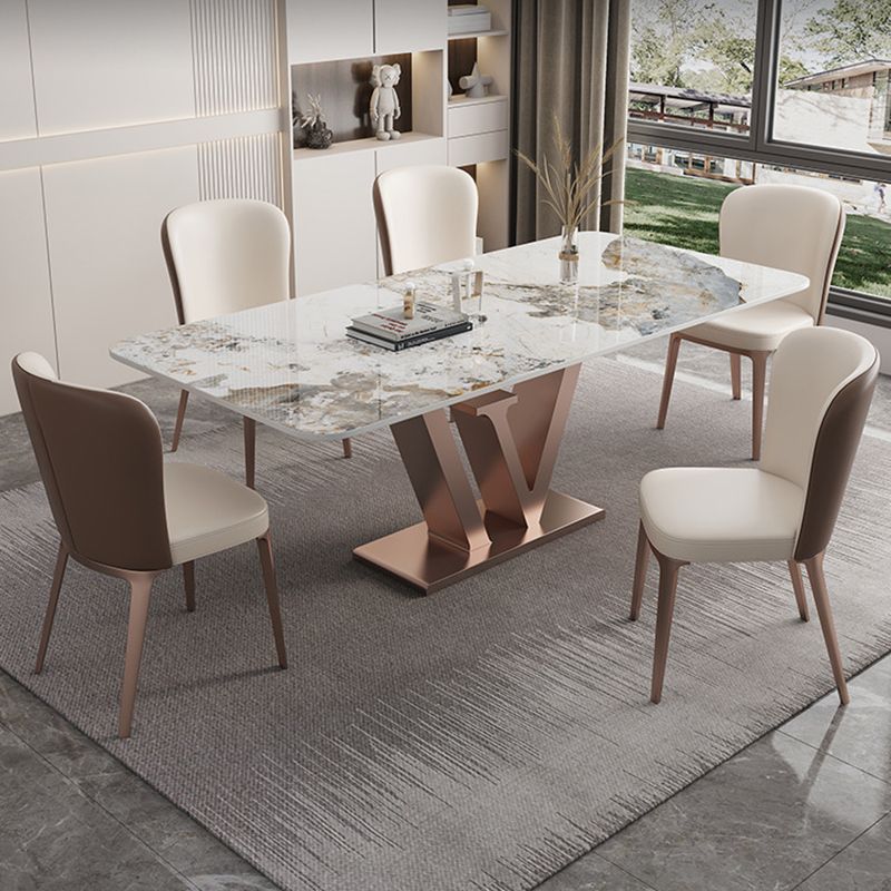 Nordic Glam Rectangle Sintered Stone Table Set 1/2/5/6 Pieces Dining Set