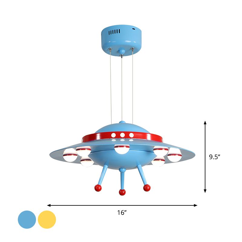 Flugzeugjungen Schlafzimmer Kronleuchter leuchtet Metallic LED Cartoon Anhänger Beleuchtung in Gelb/Blau