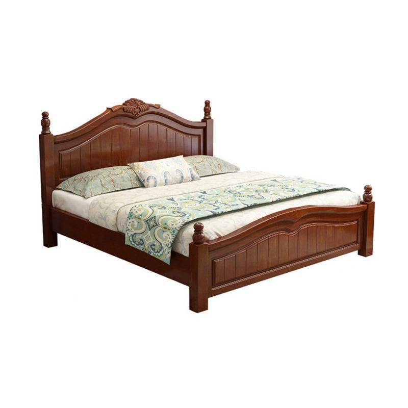 Rubberwood Solid Color Bed Frame Traditional Camelback Standard Bed for Home