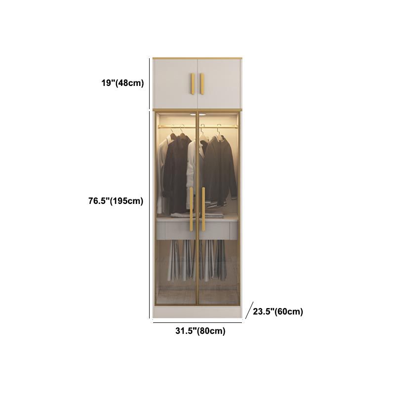 Contemporary Style Wardrobe Wooden Cloth Rod Included Wardrobe Closet for Bedroom
