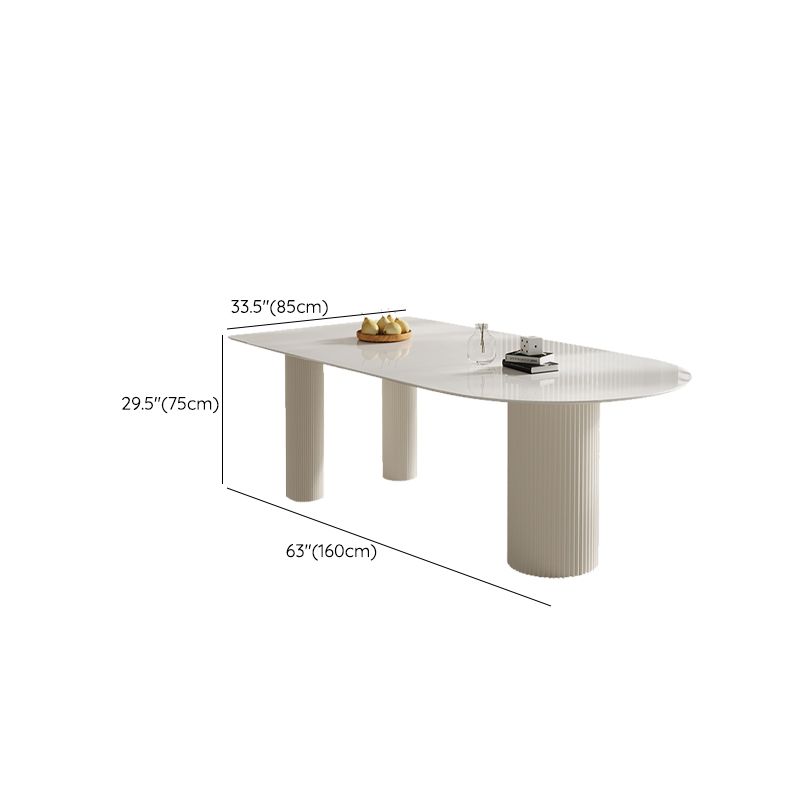 Free Form Stone Top Dining Table for Home Contemporary White Dinette Table