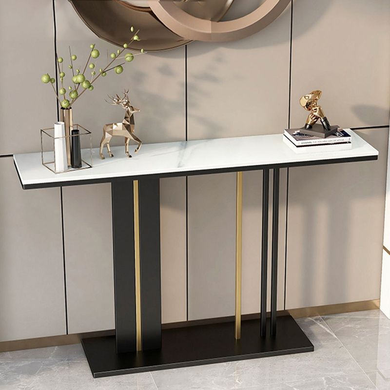 Rectangle Contemporary Console Table Antique Finish Console Sofa Table in Marble