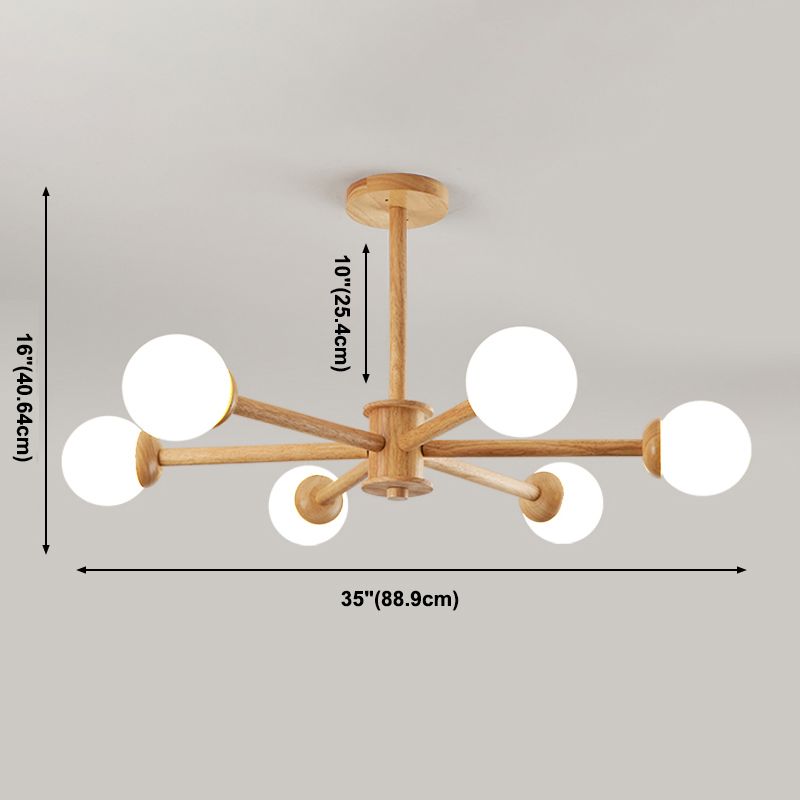 Globe Shade Chandelier Light Modern Multi-Head Pendant Lights with White Glass Shade