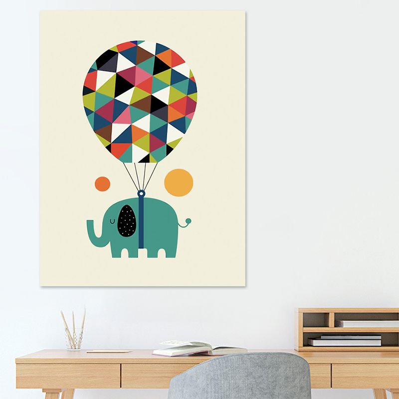 Textured Dark Color Art Print Simplicity Animal Silhouette Wrapped Canvas for Parlor