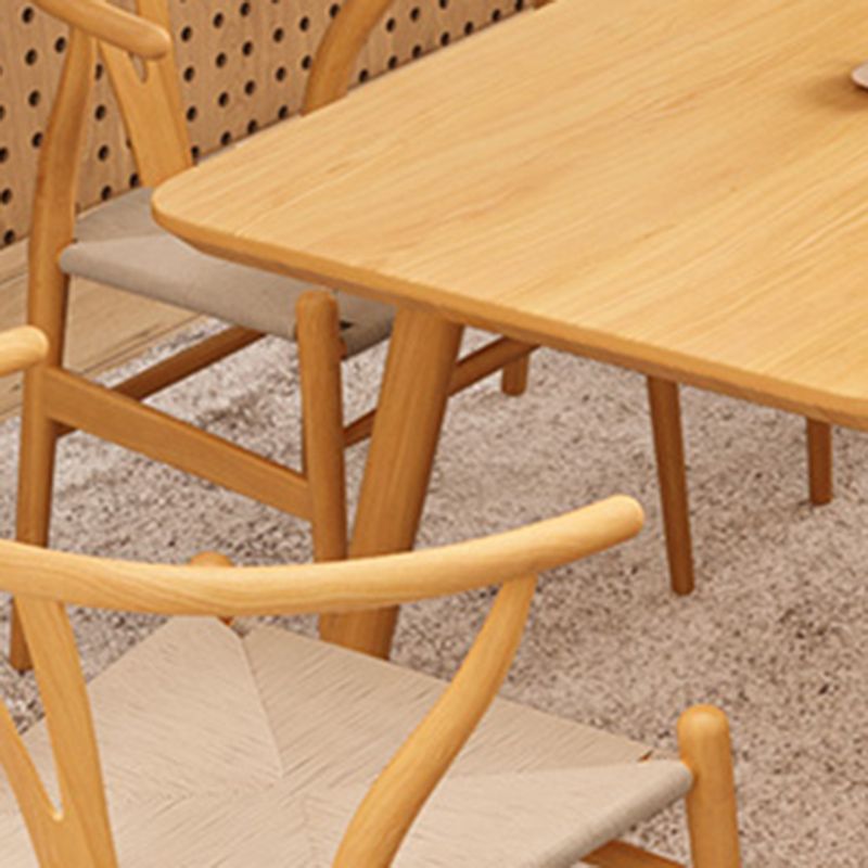 Modern Dining Set 1/4/5/6/7 Pcs Rectangle Solid Wood Dining Table and Armless Chairs