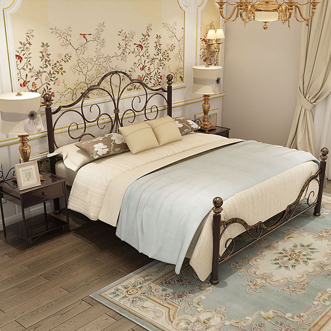 Industrial Metal Bed with Headboard Standard Profile Open-Frame Bed