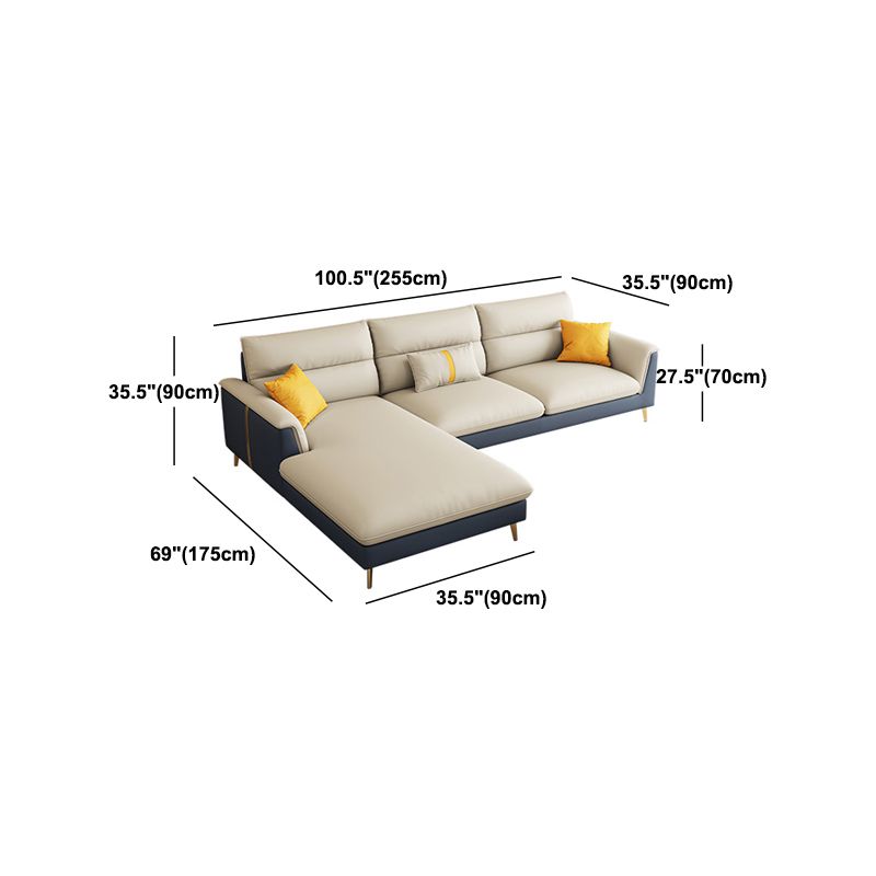 Folding Armrest Cushioning Backrest Sofa Bed White Imitation Leather Solid Wood Frame Sofa
