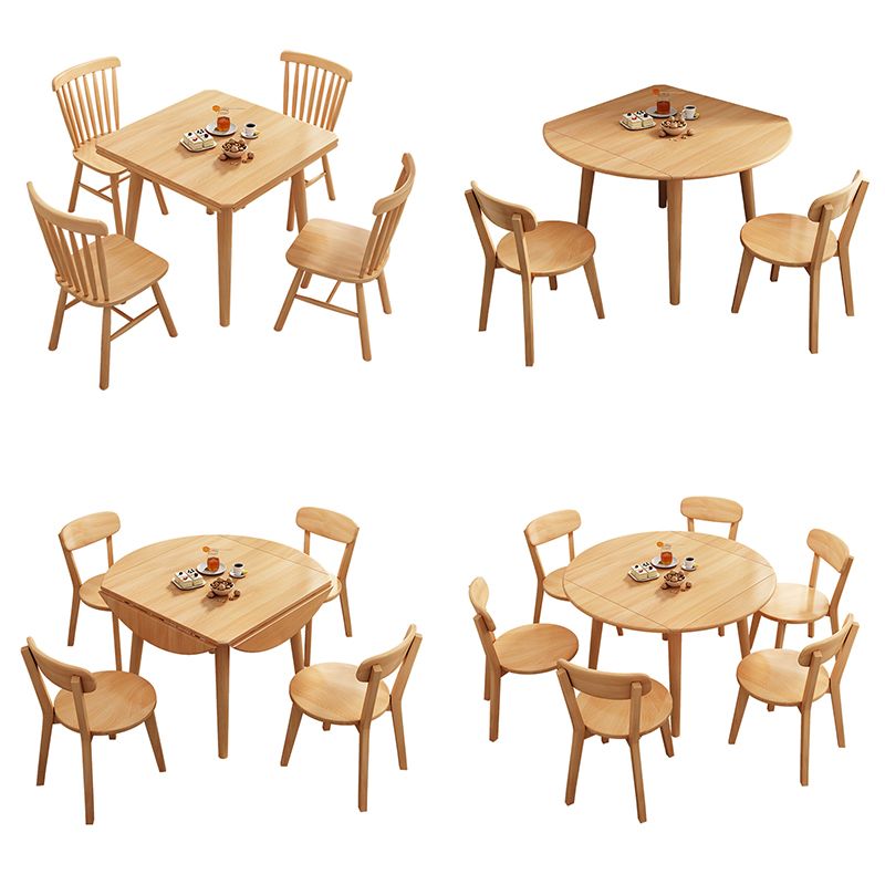 Moderne stijl massief houten eettafel bruine ronde drop-bladtafel met 4 poten voor thuis