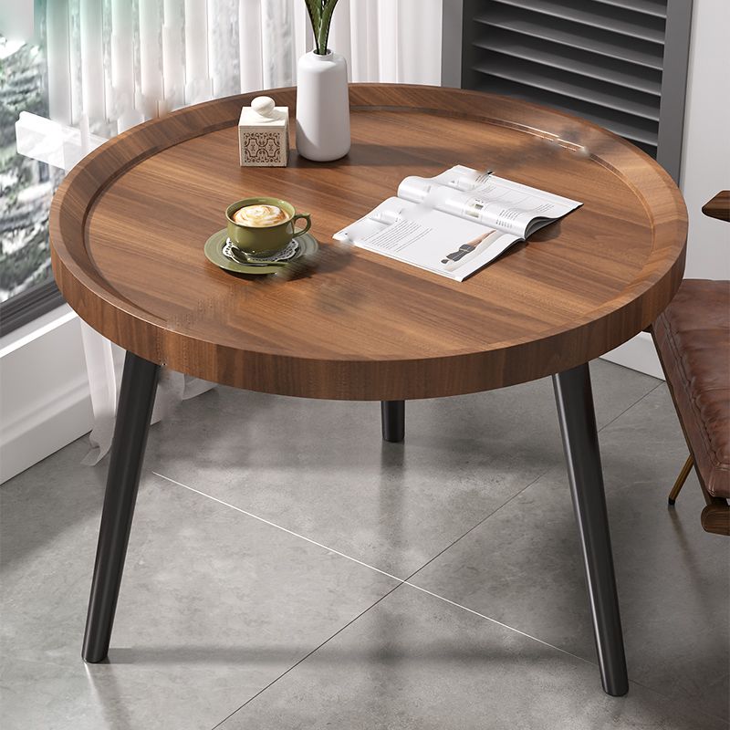 Modern 3 Legs Wooden Coffee Table Round Top Shape Cocktail Table for Living Room