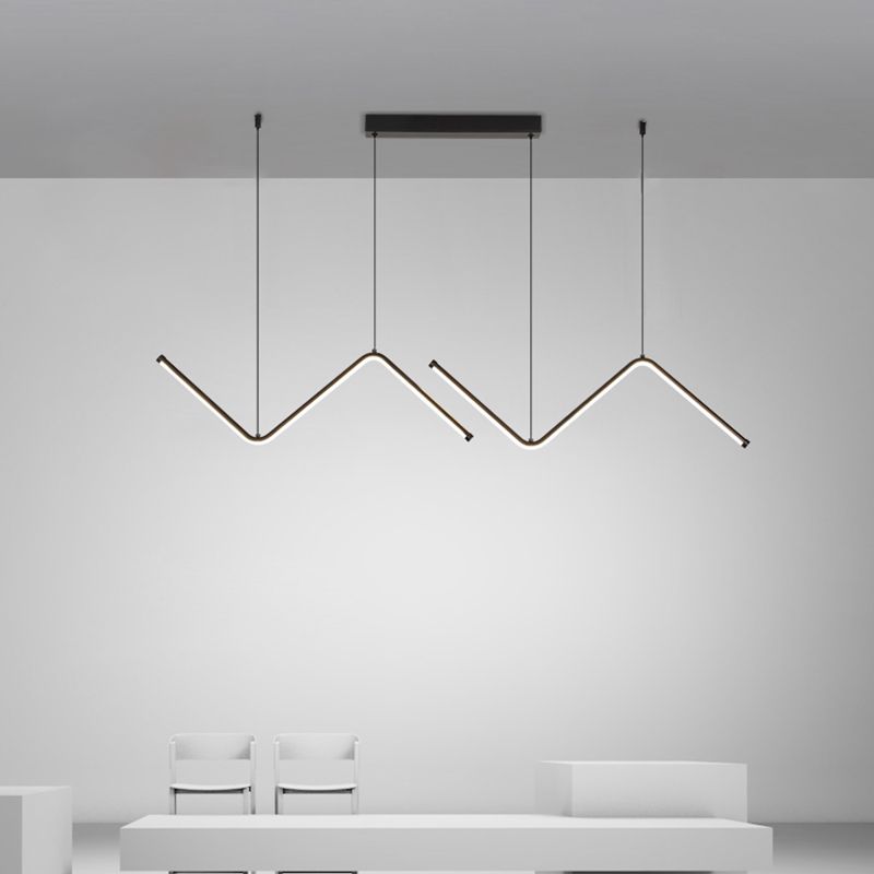 Modern Style Linear Pendant Light Fixtures Metal 2 Lights Led Hanging Lamp