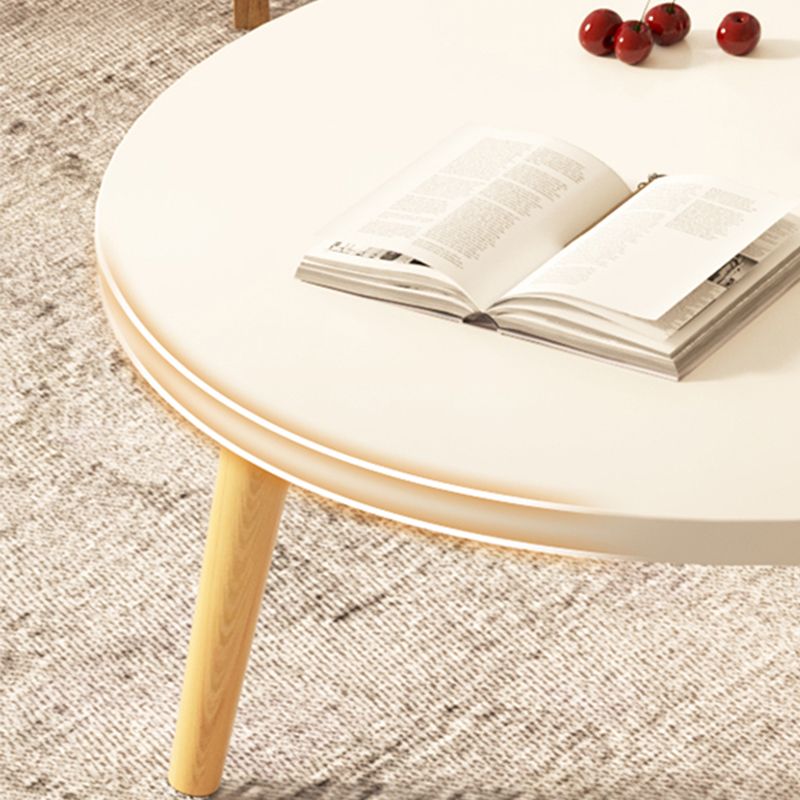 19.7" H Round Wood Cocktail Table Modern 3 Legs Coffee Table