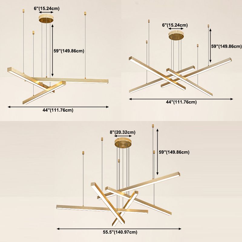 Modern Style Chandelier Lighting Fixtures Metal Linear Hanging Chandelier