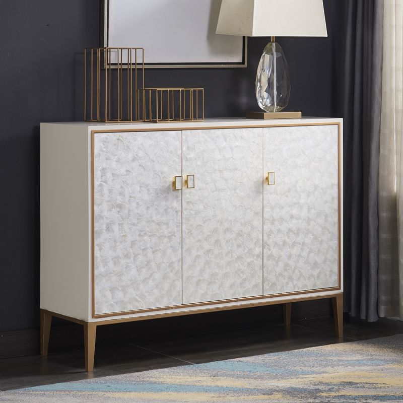 Glam Living Room Dining Buffet Engineered Wood and Metal Cabinets Sideboard Table