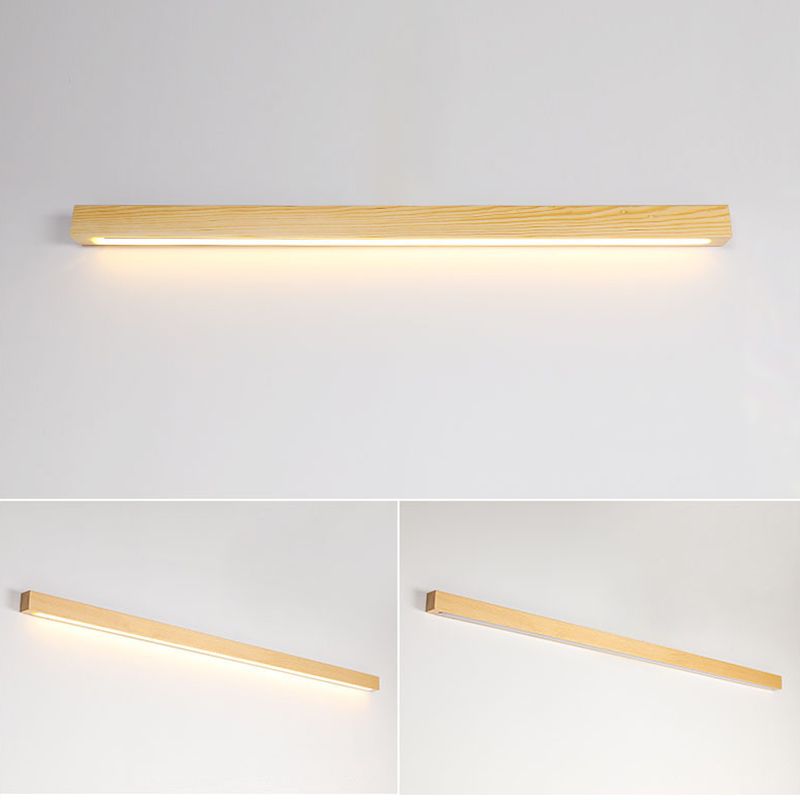 Linear Wooden Flush Mount Wall Lamp Nordic LED Wall Light Fixture for Living Room