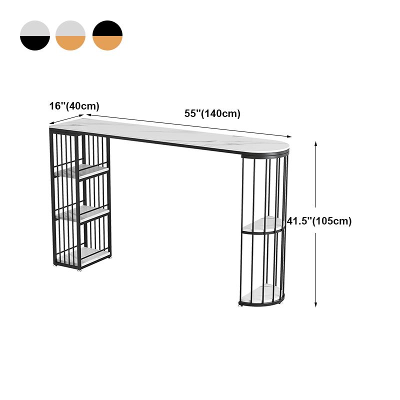 Modern Bar Dining Table Indoor Bar Height Table with Iron Base 42-Inch Top