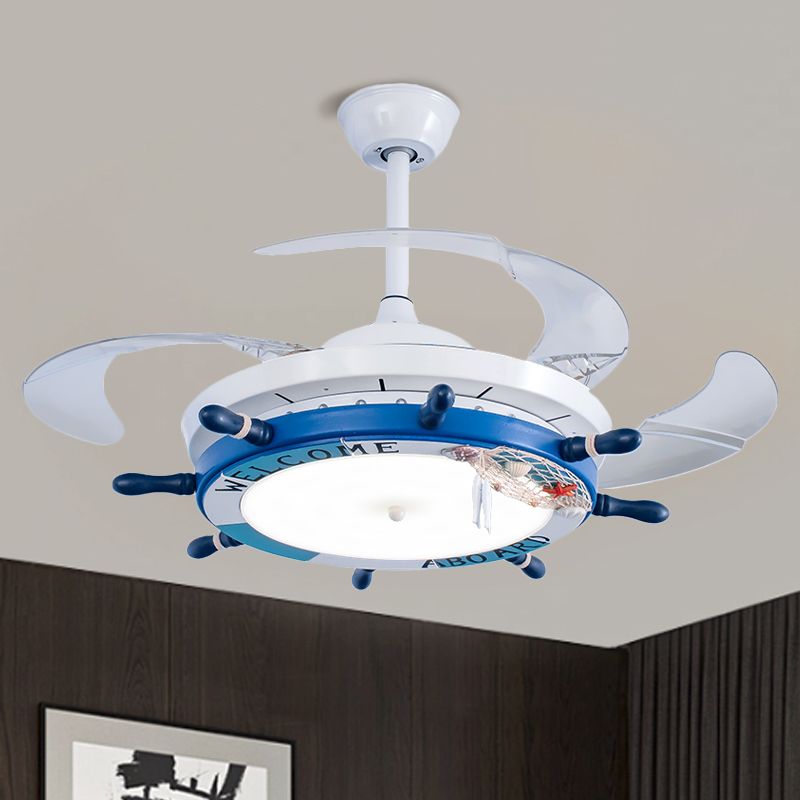 Éclairage de ventilateur pendentif à LED Bleu à LED Bleu et bleu clair de 24,5 "de largeur avec 3 lames transparentes