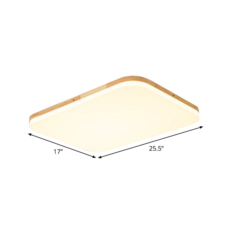 Lampada da incasso a soffitto rettangolare in acrilico semplice da 25,5"/34" lunga beige per soggiorno
