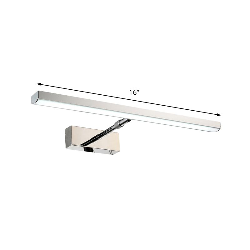 Iluminación metálica lineal montada en la pared moderna luz de tocador de pared led en cromo, luz cálida/blanca