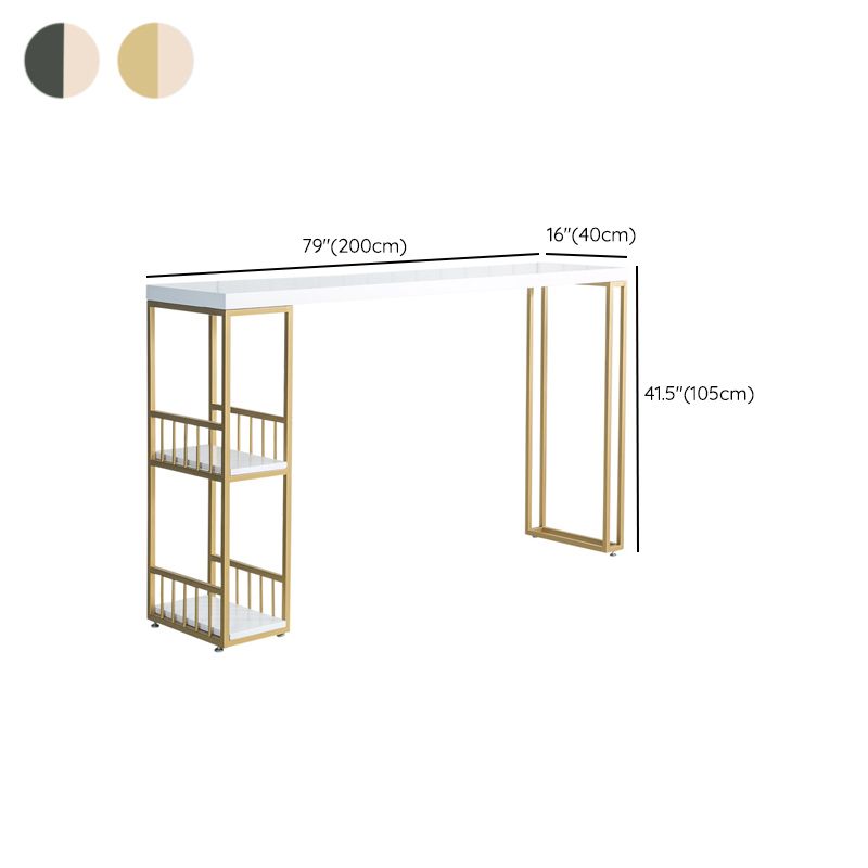 Modern Fixed Table with Metal Base Bar Table for Living Room