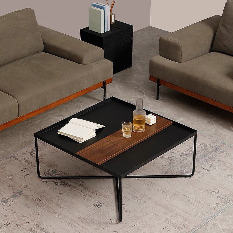Modern Style Cross Table Base Wrought Iron Black Square & Rectangular Coffee Table