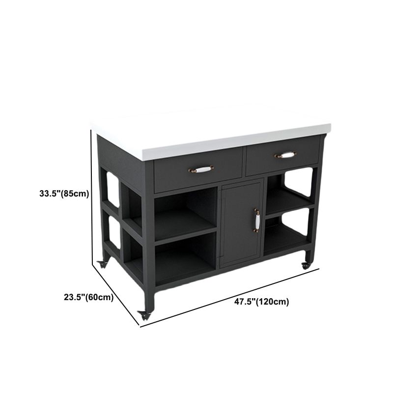 Modern Style Rolling Kitchen Cart Marble Kitchen Island Cart with Drawer