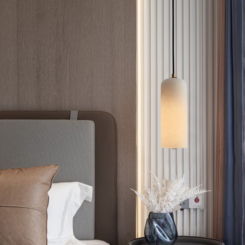Marble Minimalist Hanging Lamp, Nordic Cylinder Shade Pendant Lighting for Living Room