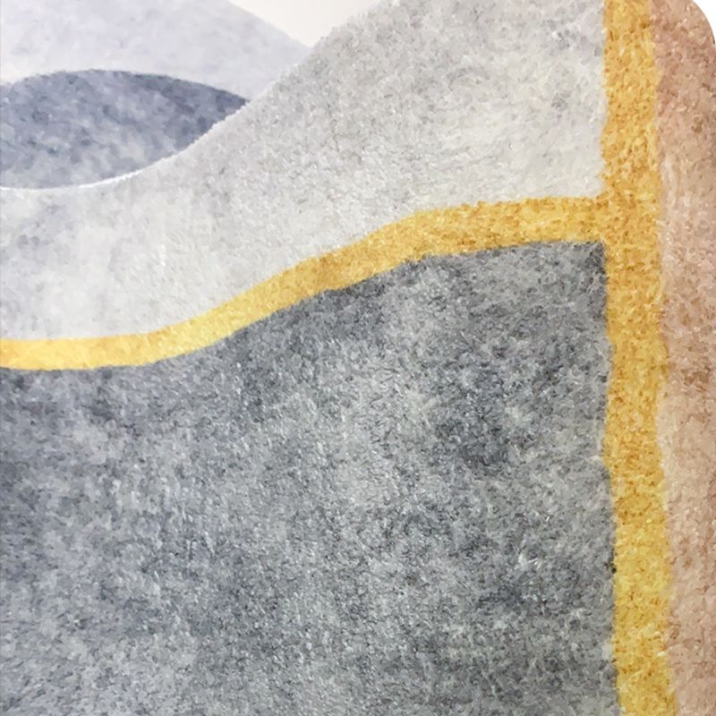 Grey Contemporary Rug Polyester Striped Rug Washable Rug for Living Room