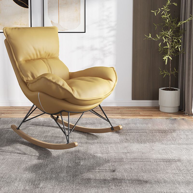Contemporary Rocking Chair Faux Leather Waterproof Glider Chair with Removable Cushions