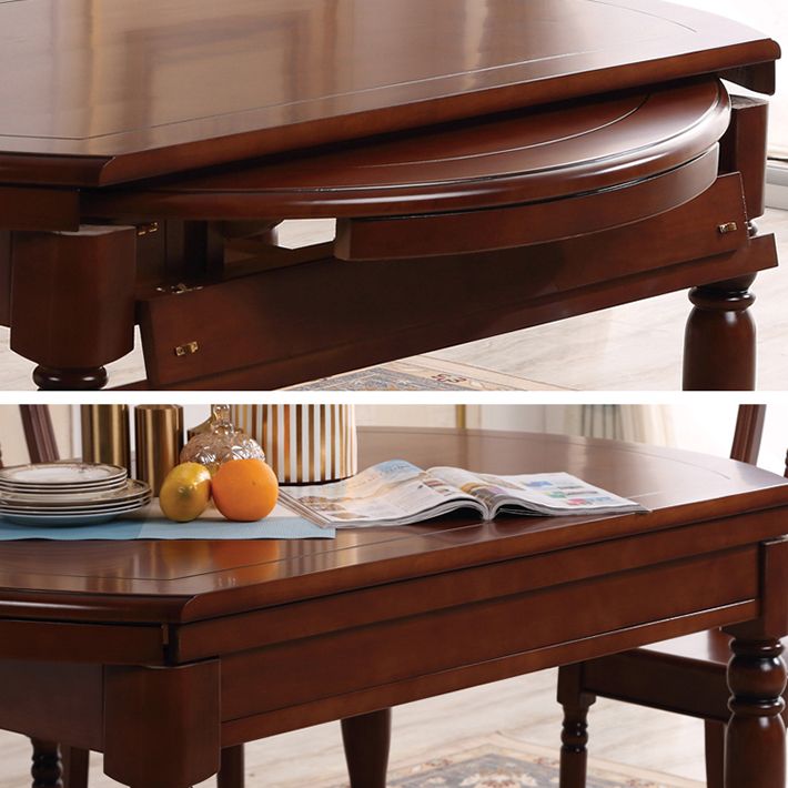 Modern Solid Wood Extendable Table Standard Brown Dining Table for Kitchen