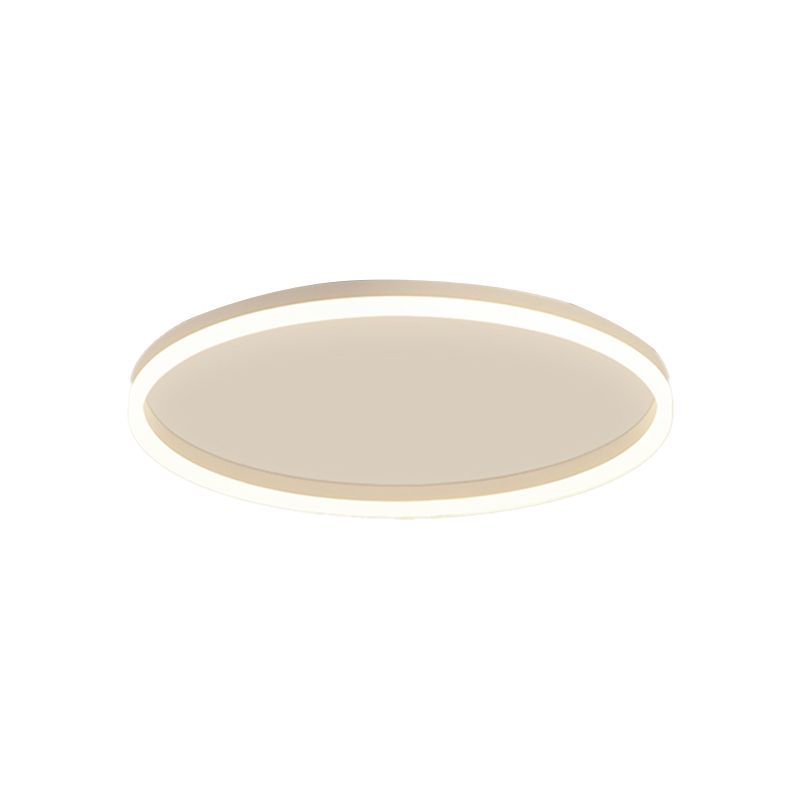 Metal Round Shape Flush Mount Light Modern 1 Light Flush Mount Lighting Fixtures in White