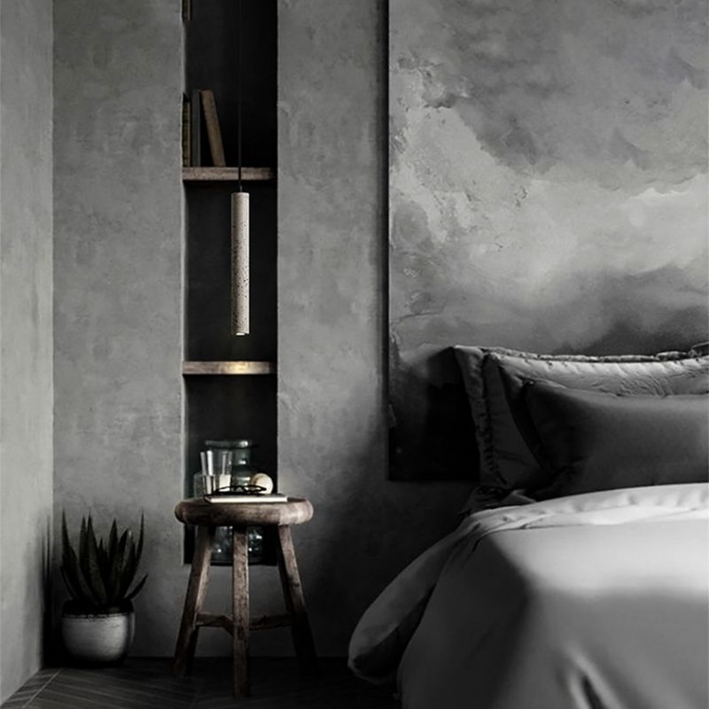 Cylinder Hanging Lights Modern Style Stone 1 Light Pendant Light Kit