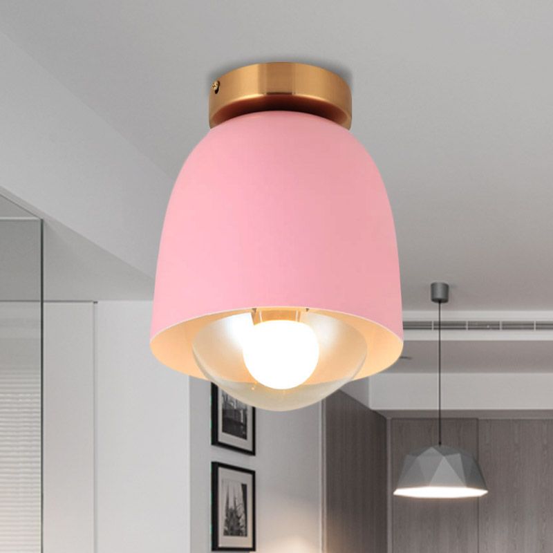 Plafoniera da incasso bianca/rosa/gialla/caffè con paralume Plafoniera moderna in metallo e vetro a 1 testa per corridoio