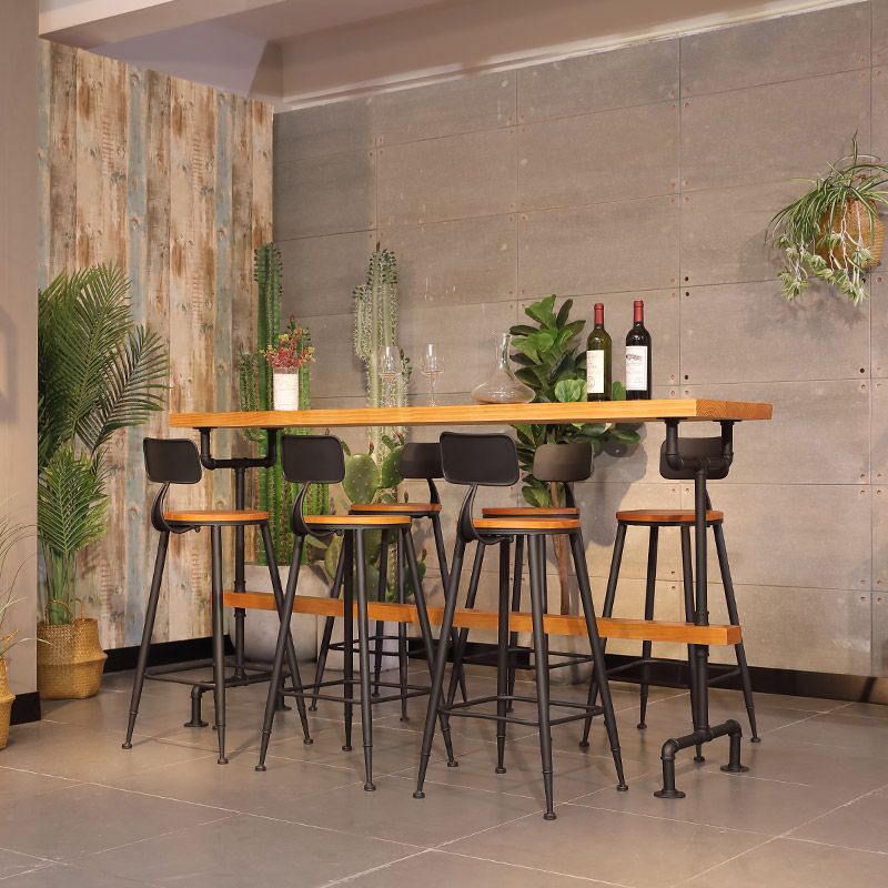 Solid Wood Bar Table Set Modern Rectangle 1/2/7 Pieces Counter Table