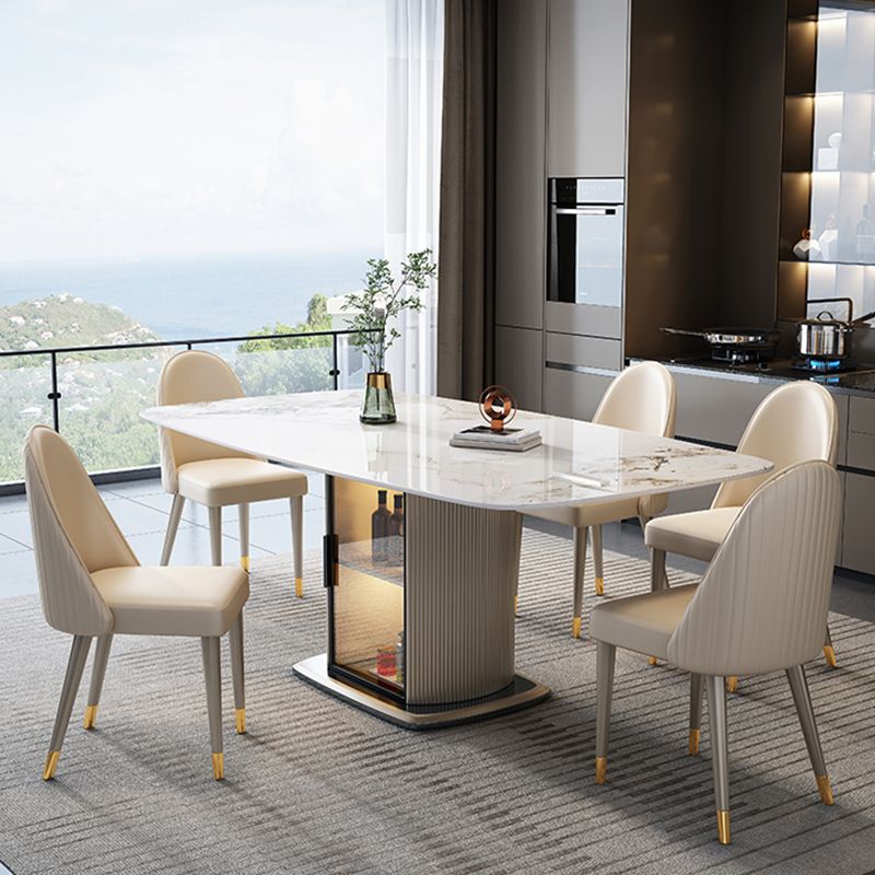 1/5/7 Pieces Modern Sintered Stone Top Dining Set with Storage