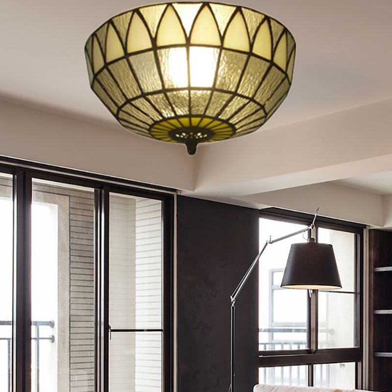 Tiffany Traditional Ceiling Mount Light Glass Clear Ceiling Lamp for Bedroom Lighting
