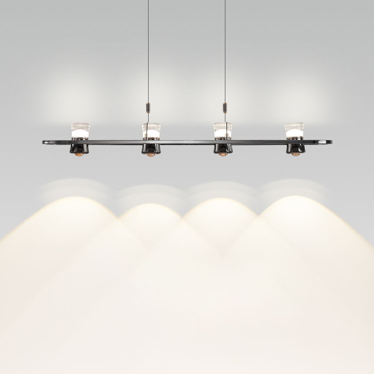 Modern Hanging Light Metal Island Light Fixture in Black for Dining Room